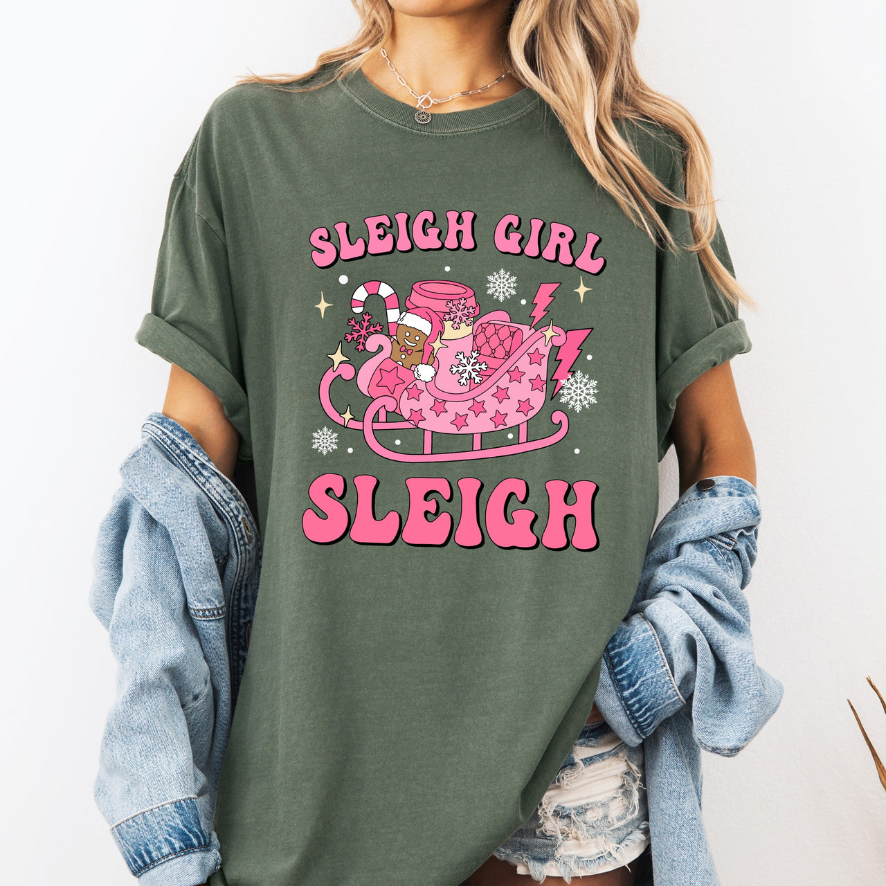 Groovy Sleigh Girl Sleigh Christmas Coffee Winter Snow Xmas Holiday Comfort Colors Tee
