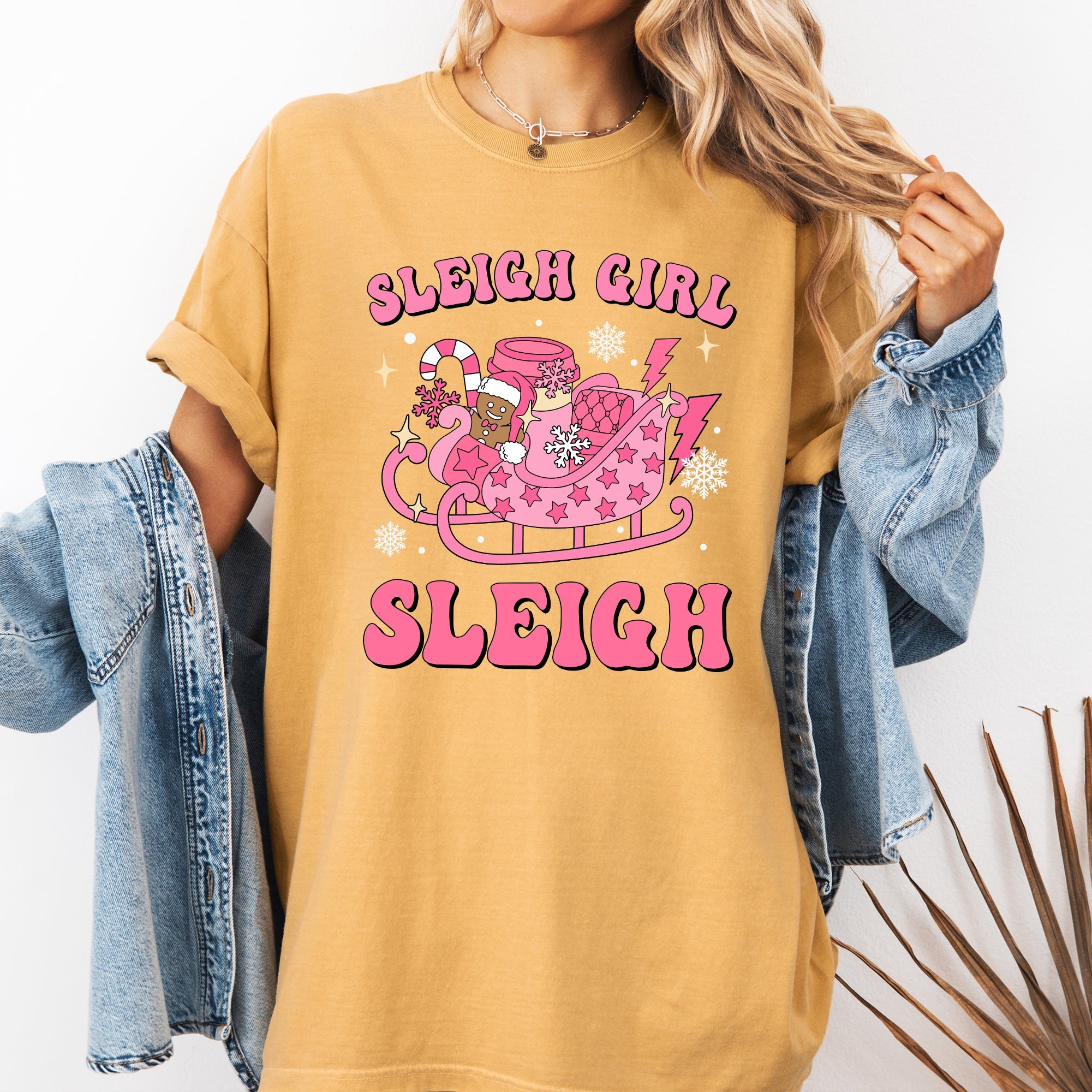 Groovy Sleigh Girl Sleigh Christmas Coffee Winter Snow Xmas Holiday Comfort Colors Tee