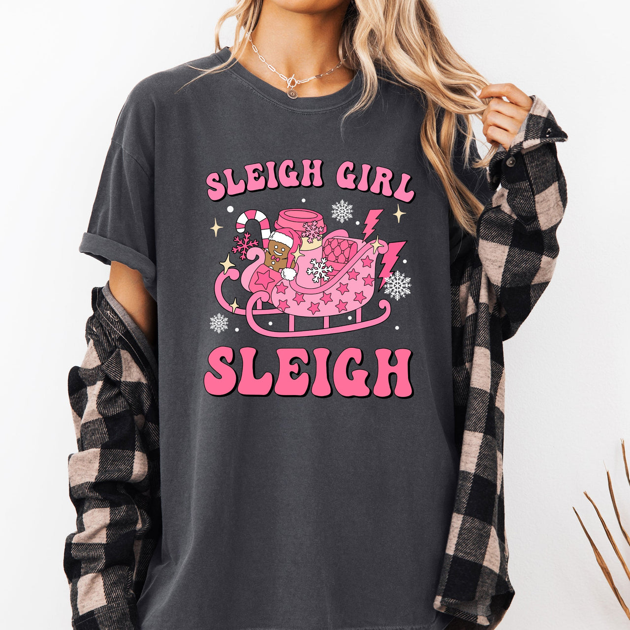 Groovy Sleigh Girl Sleigh Christmas Coffee Winter Snow Xmas Holiday Comfort Colors Tee