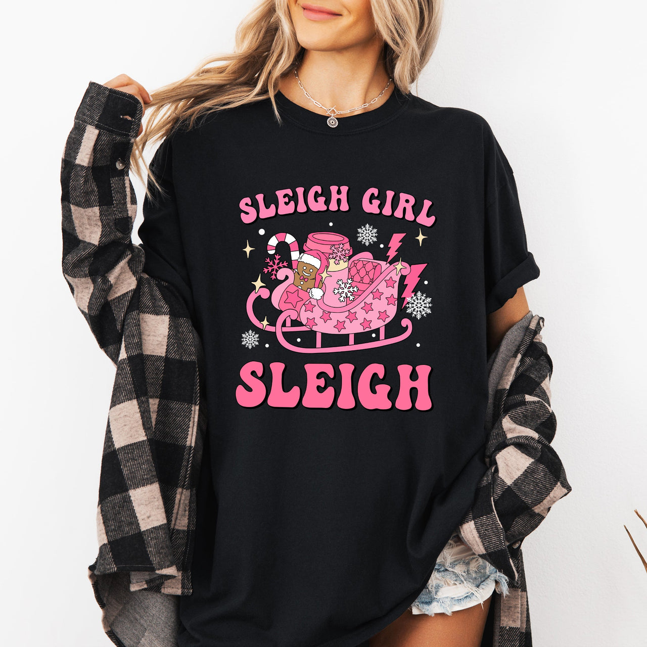 Groovy Sleigh Girl Sleigh Christmas Coffee Winter Snow Xmas Holiday Comfort Colors Tee