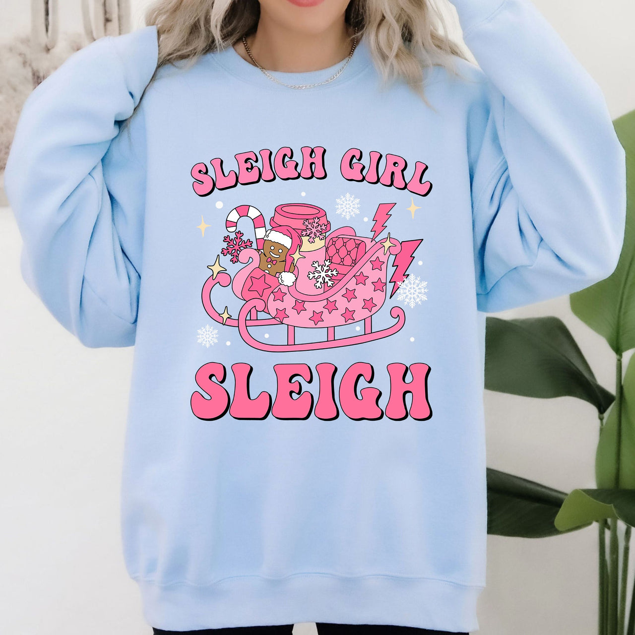 Groovy Sleigh Girl Sleigh Pink Christmas Coffee Xmas Holiday Winter Snow Sweatshirt
