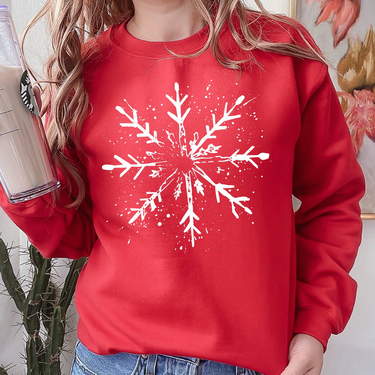 Snowflake Winter Cozy Nighttime Snowflake Pattern Across Winter Wonderland Sweatshirt