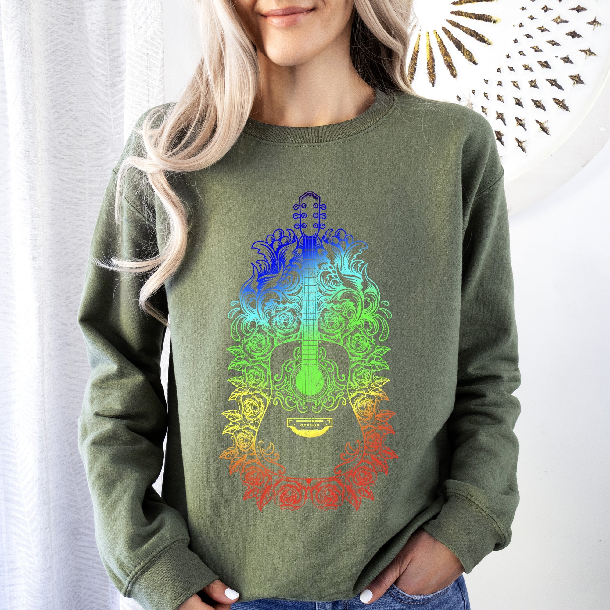 Guitar With Roses Sweatshirt