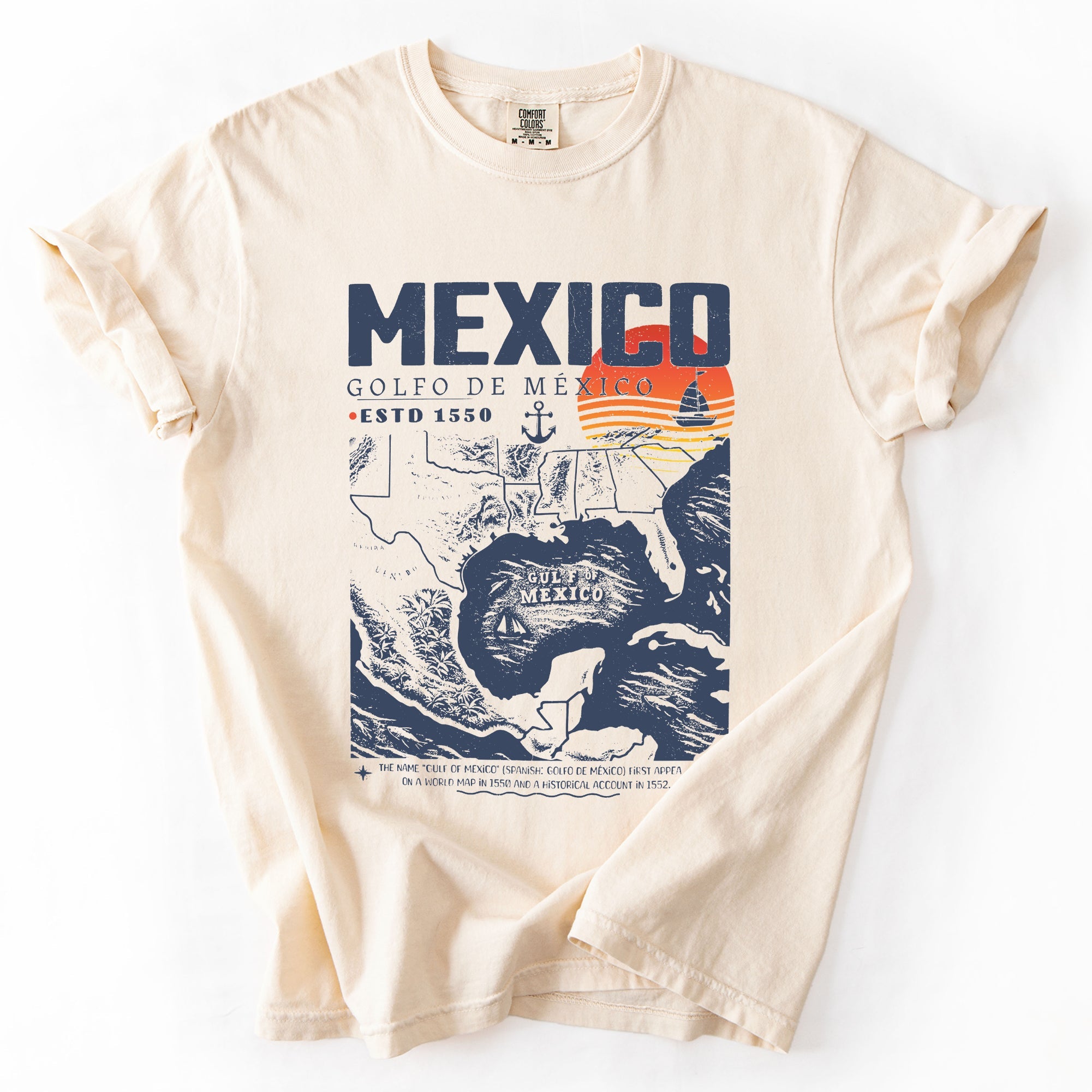 Gulf Of Mexico Map Golfo De Mexico Established 1550 History Edition Comfort Colors Tee