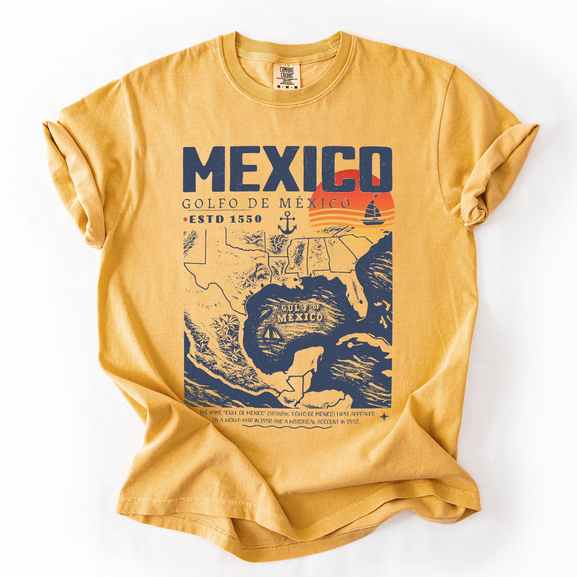 Gulf Of Mexico Map Golfo De Mexico Established 1550 History Edition Comfort Colors Tee