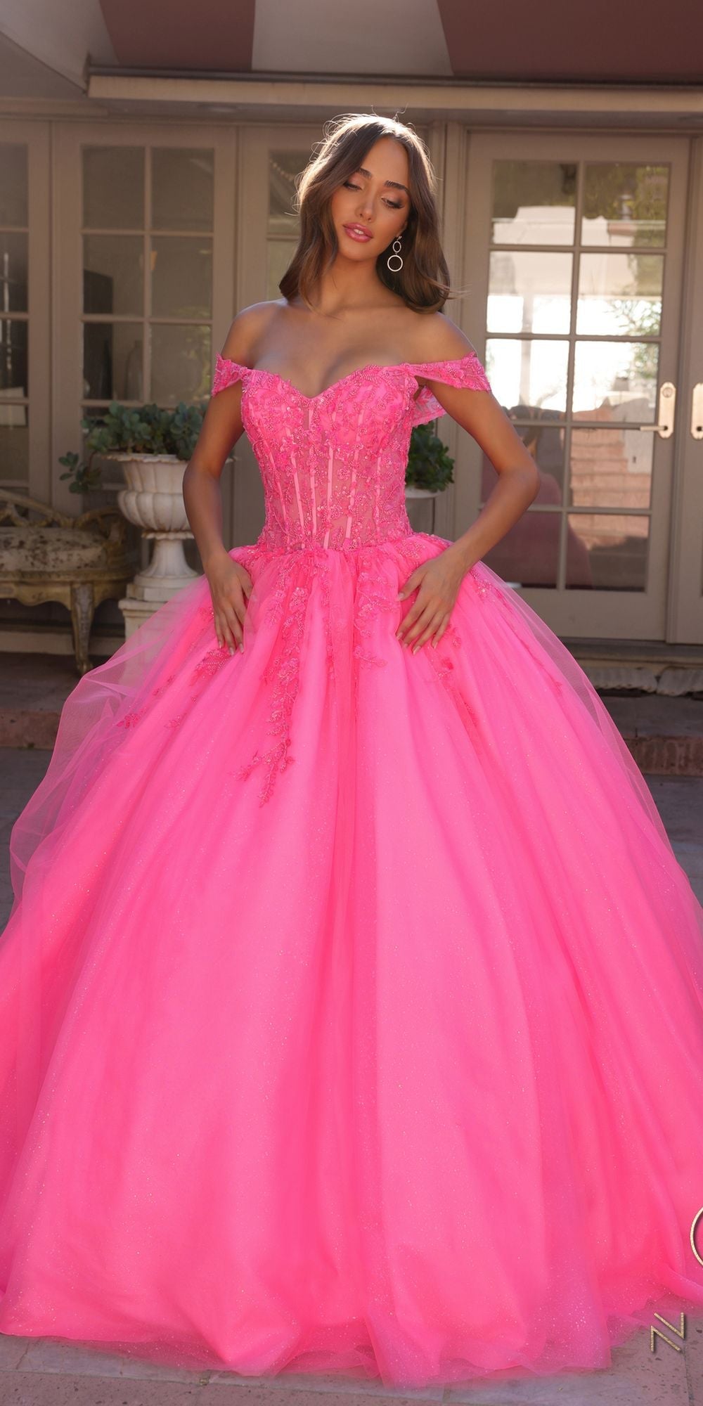 Nox Anabel H1349 Poofy Long Quinceanera Off the Shoulder Ballgown