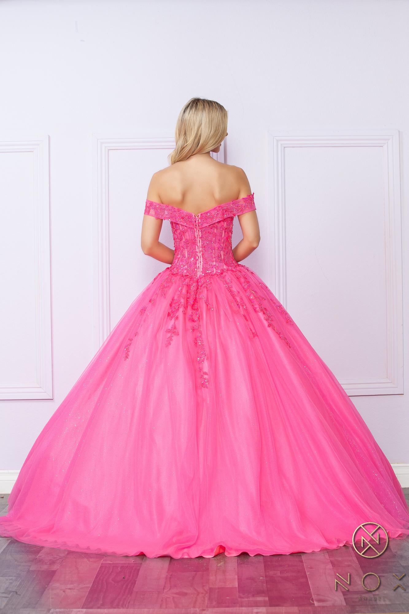 Nox Anabel H1349 Poofy Long Quinceanera Off the Shoulder Ballgown