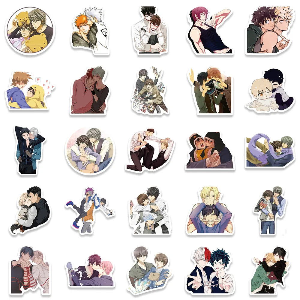 10/30/50pcs Gay BL Boys Love Anime Stickers Cartoon Decals Skateboard Laptop Guitar Suitcase Motorcycle Waterproof Sticker Toy