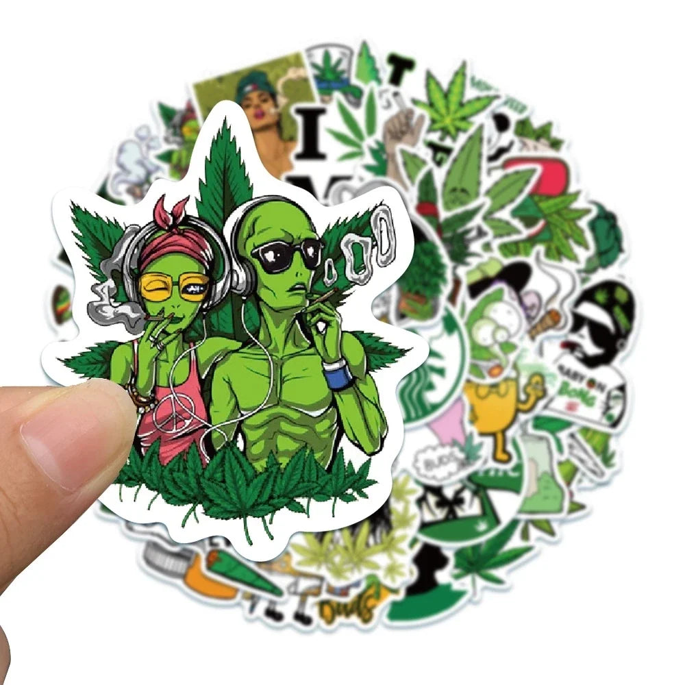 10/30/50PCS Hemp Leaf Stickers Laptop Skateboard Guitar Luggage DIY Bike Cool Waterproof Graffiti Sticker Decal Kid Classic Toys