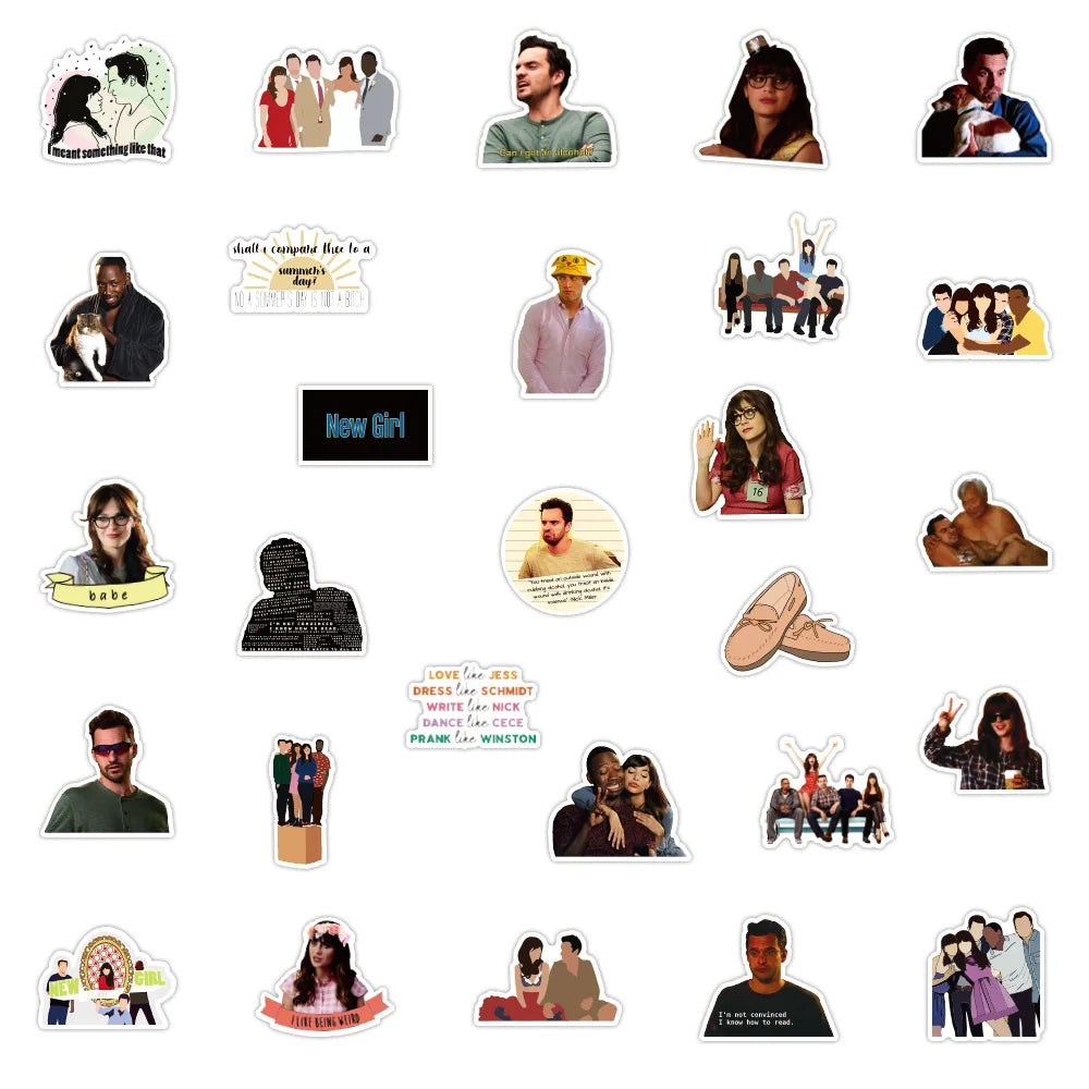 10/30/50PCS TV Show New Girl Stickers Laptop Guitar Luggage Fridge Skateboard Waterproof Cool Graffiti Sticker Decal Kids Toys