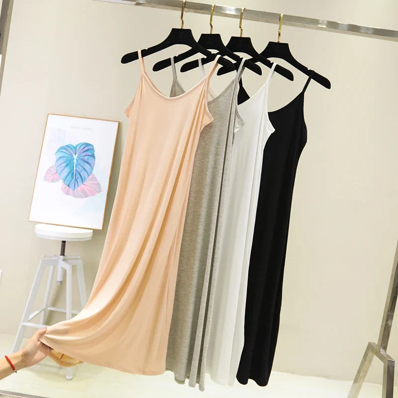 Spring Summer 2026 Woman Tank Dress Casual Modal Sexy Camisole Elastic Female Home Beach Dresses O-Neck Camis Sexy Dress
