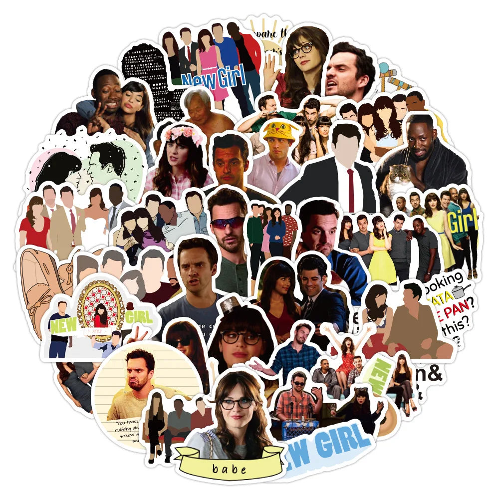 10/30/50PCS TV Show New Girl Stickers Laptop Guitar Luggage Fridge Skateboard Waterproof Cool Graffiti Sticker Decal Kids Toys