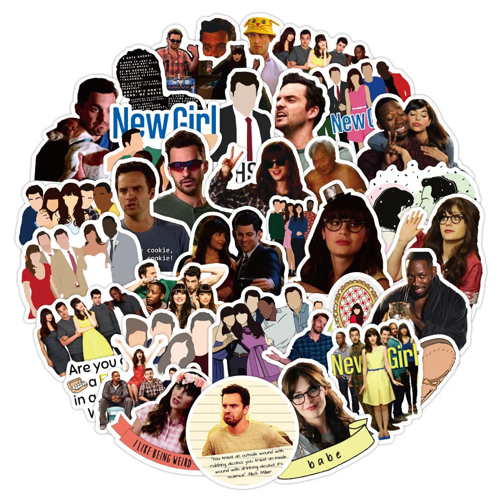 10/30/50PCS TV Show New Girl Stickers Laptop Guitar Luggage Fridge Skateboard Waterproof Cool Graffiti Sticker Decal Kids Toys