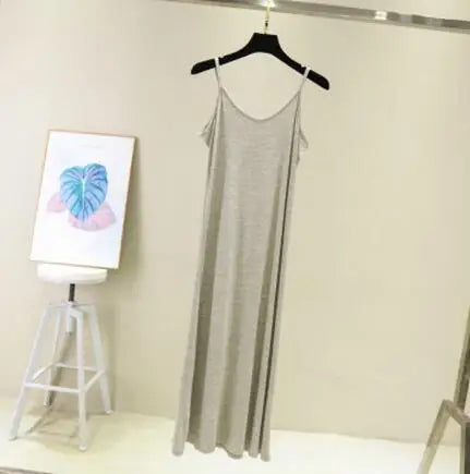 Spring Summer 2026 Woman Tank Dress Casual Modal Sexy Camisole Elastic Female Home Beach Dresses O-Neck Camis Sexy Dress