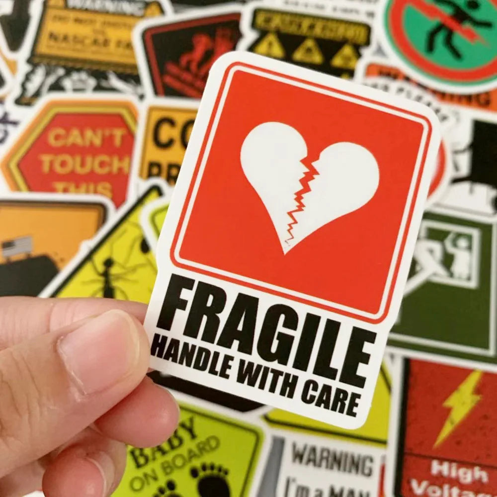 10/30/50PCS Warning Stickers Danger Banning Signs Reminder Waterproof Decal Sticker to Laptop Motorcycle Luggage Phone Snowboard