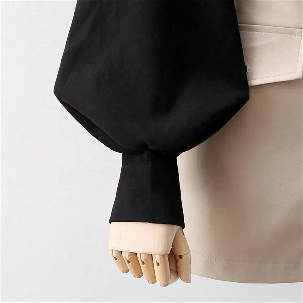 Korean Style 2022 Shirts Women Lantern Sleeve Loose Turn-down Collar Simple Solid Feminino Blouses Autumn All-match Fashion