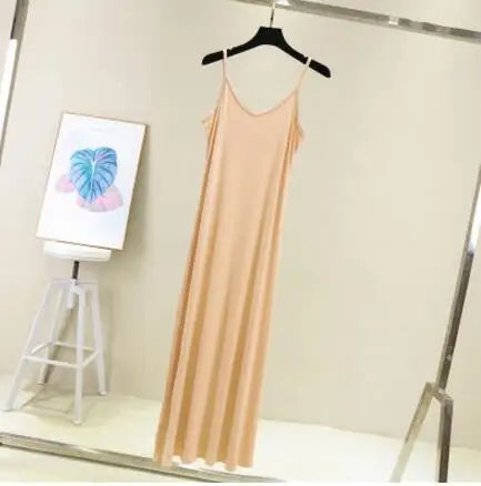 Spring Summer 2026 Woman Tank Dress Casual Modal Sexy Camisole Elastic Female Home Beach Dresses O-Neck Camis Sexy Dress