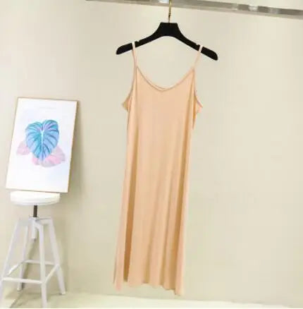 Spring Summer 2026 Woman Tank Dress Casual Modal Sexy Camisole Elastic Female Home Beach Dresses O-Neck Camis Sexy Dress