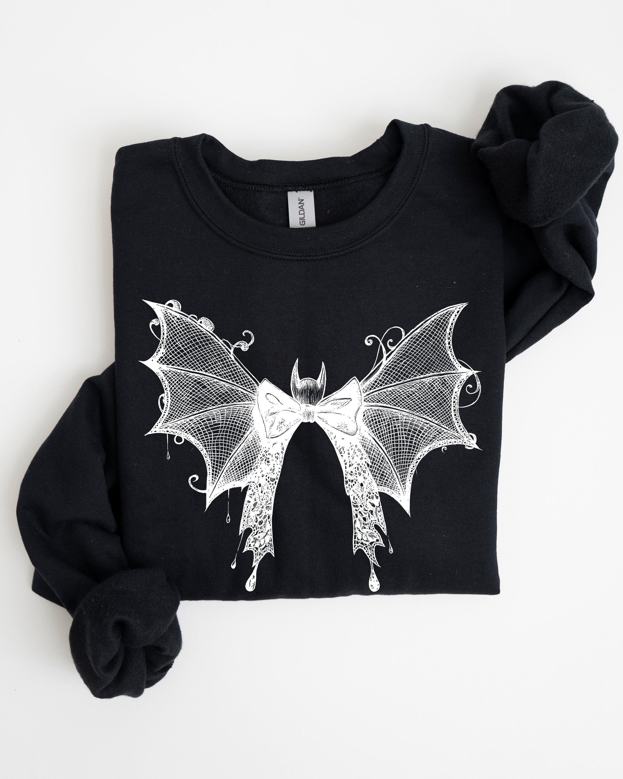 Halloween Bat Lace Gothic Spooky Witch Motif Fashion Statement For Midnight Lovers Sweatshirt