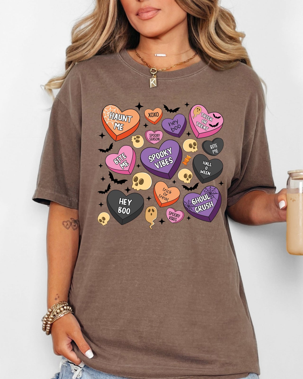 Halloween Candy Hearts Trick or Treat Haunted Spooky Witch Cute Comfort Colors Tee
