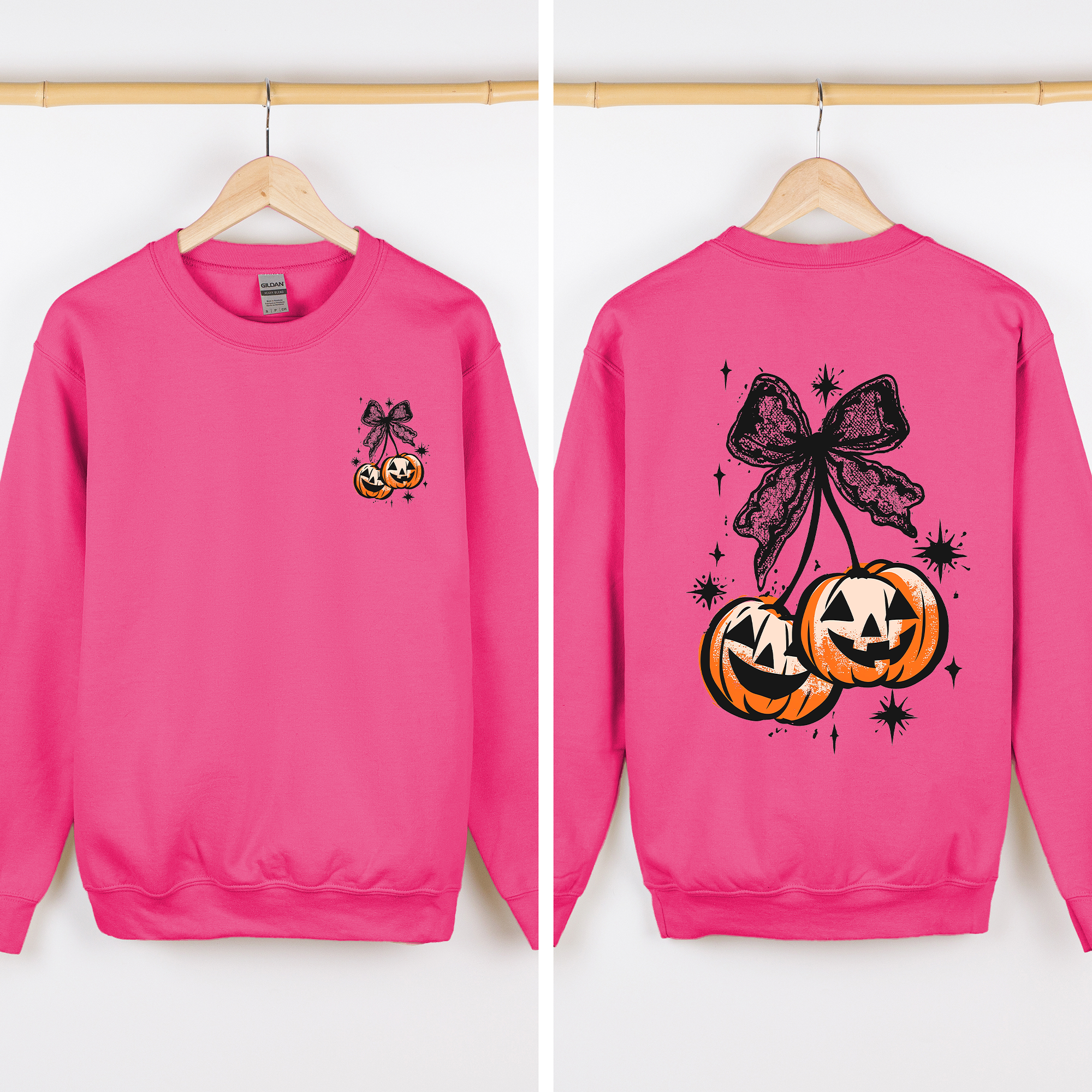 Halloween Cherry Pumpkins Festive Autumn Night Display Cozy Seasonal Print Sweatshirt