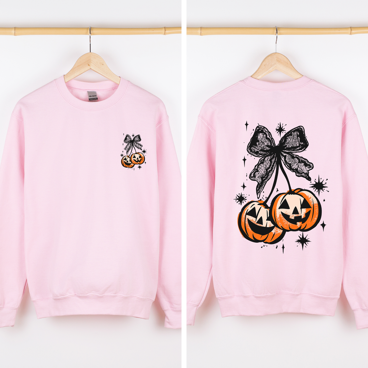 Halloween Cherry Pumpkins Festive Autumn Night Display Cozy Seasonal Print Sweatshirt
