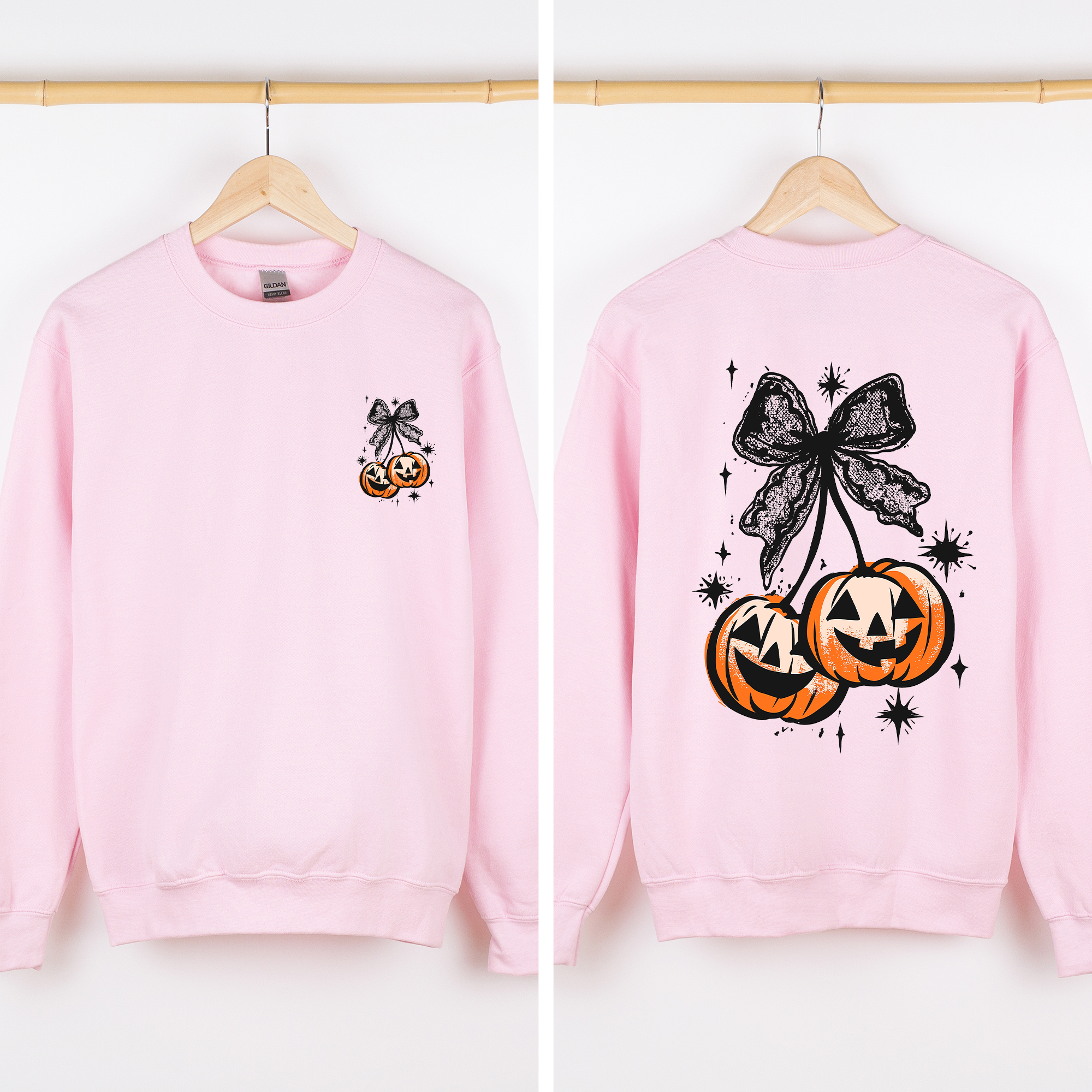 Halloween Cherry Pumpkins Festive Autumn Night Display Cozy Seasonal Print Sweatshirt