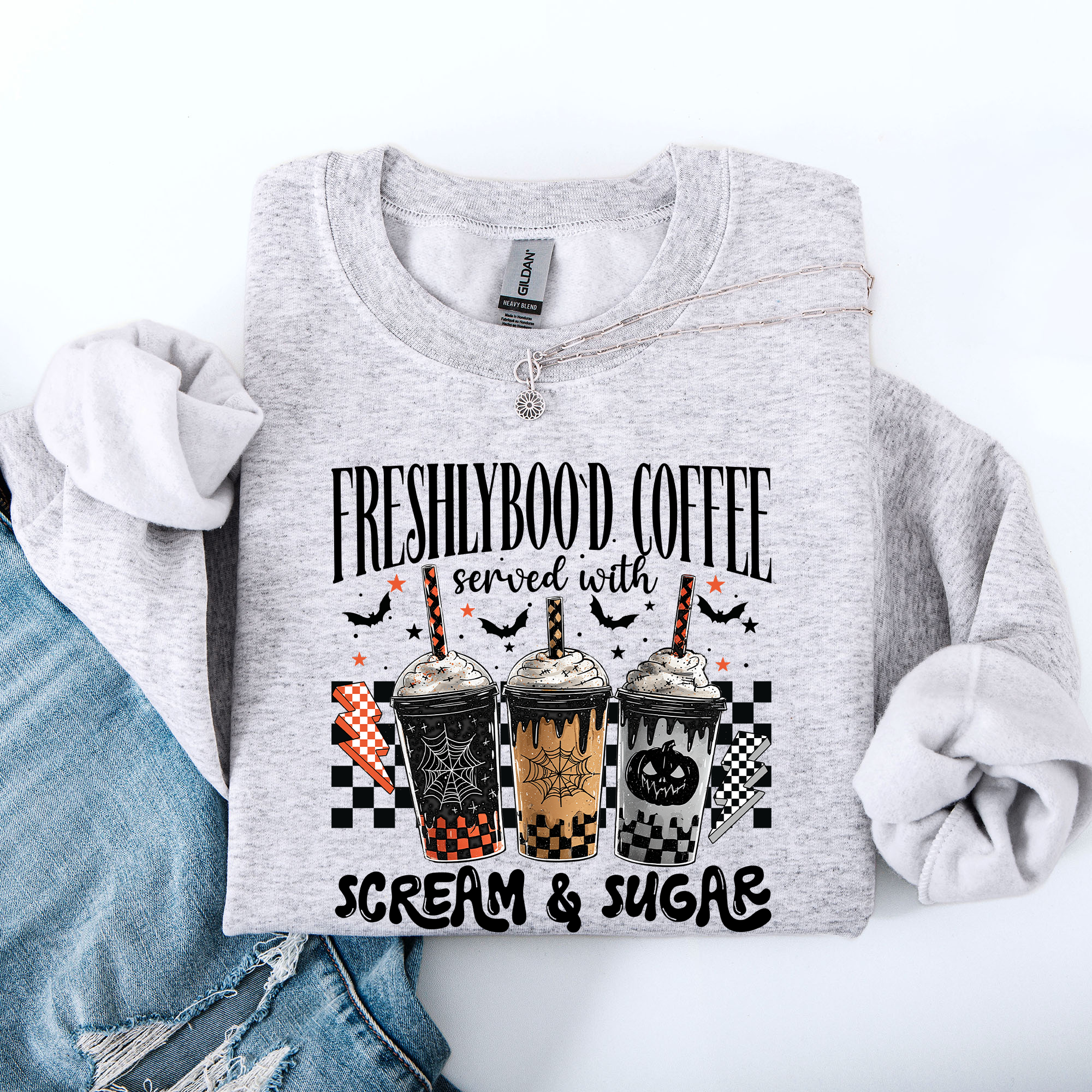 Halloween Coffee Freshly Boo'd Witch Spooky Nighttime Cozy Autumn Vibes Sweatshirt