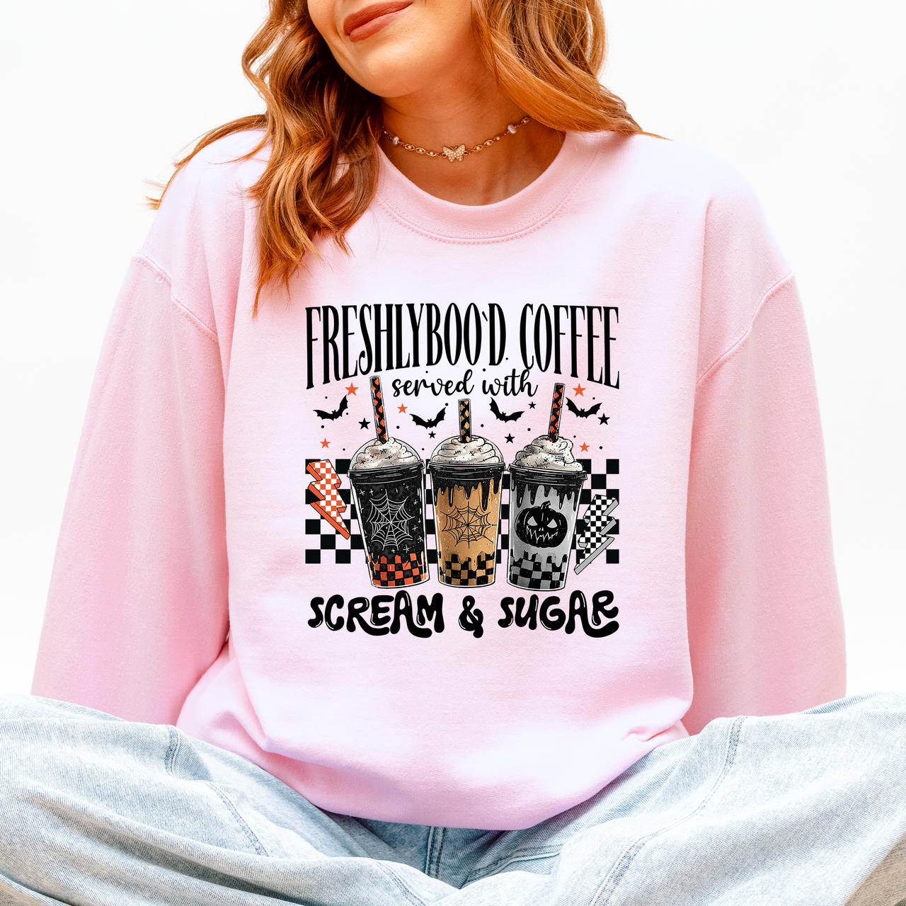Halloween Coffee Freshly Boo'd Witch Spooky Nighttime Cozy Autumn Vibes Sweatshirt