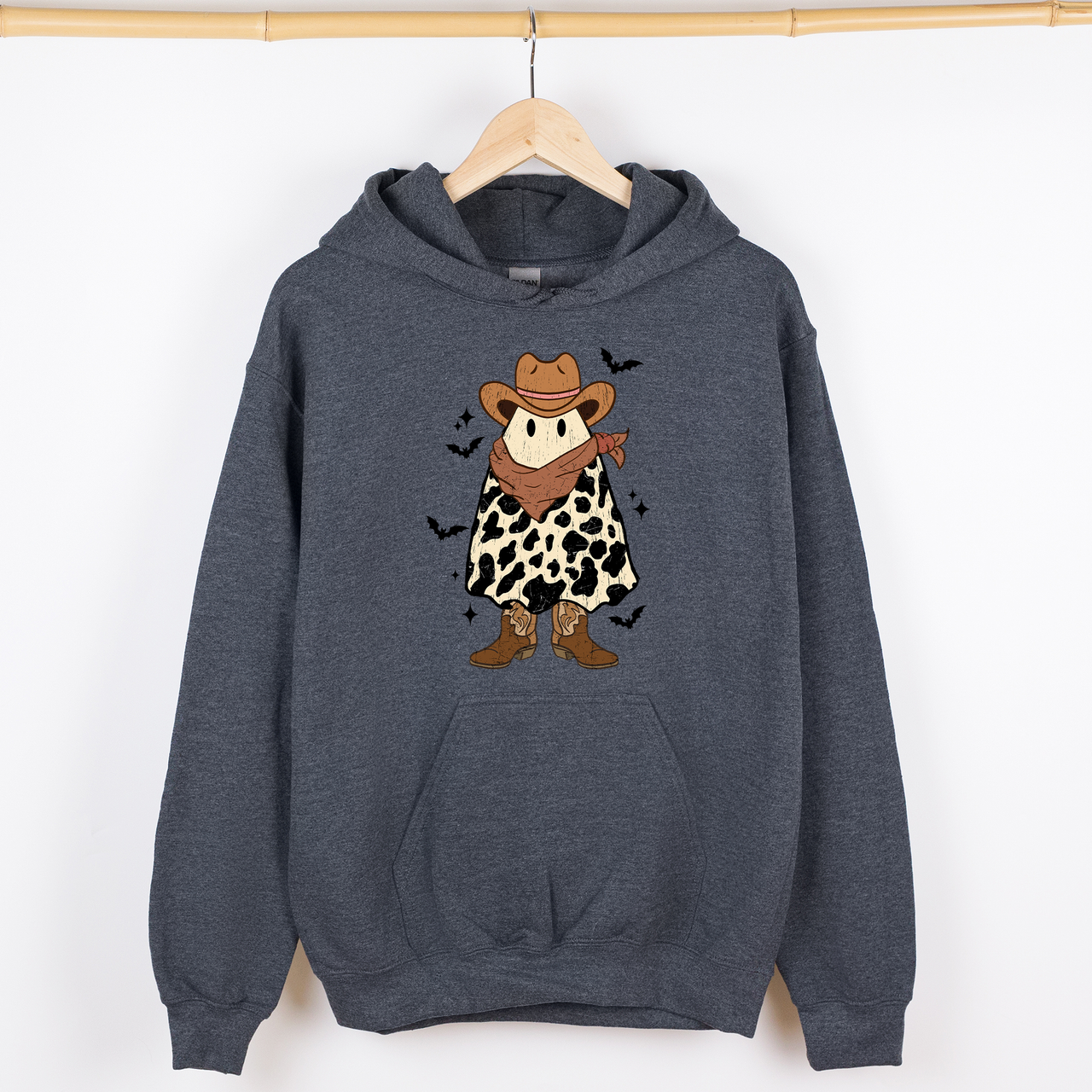 Halloween Ghost Cowboy Western Night Spooky Vintage Theme Ghost Rider Rodeo Graphic Hooded Sweatshirt