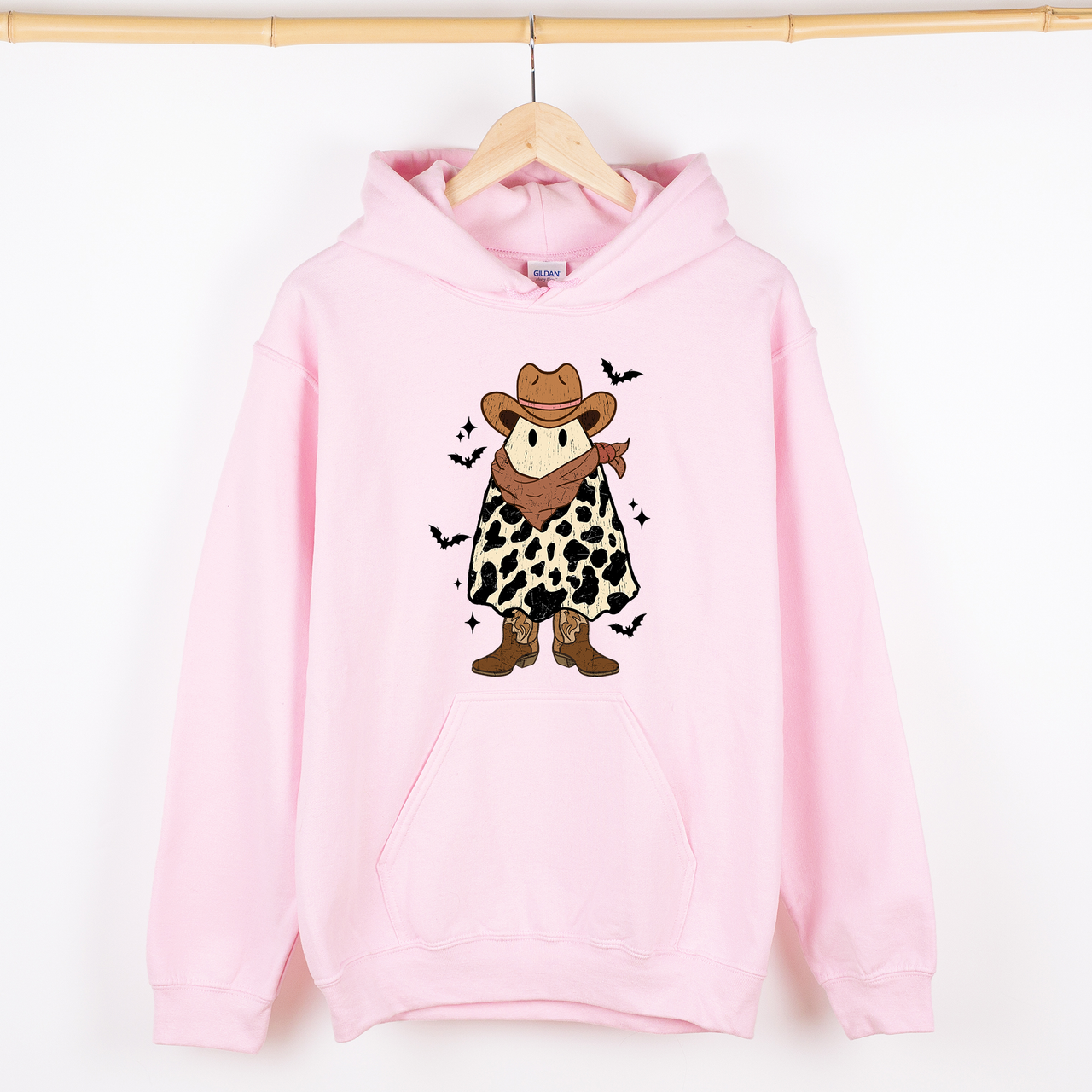 Halloween Ghost Cowboy Western Night Spooky Vintage Theme Ghost Rider Rodeo Graphic Hooded Sweatshirt