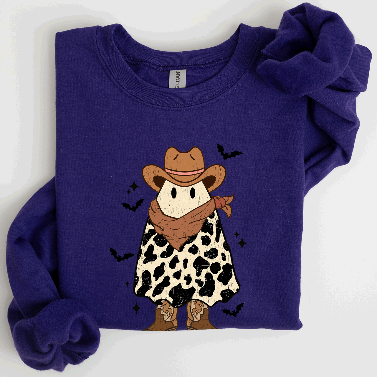 Halloween Ghost Cowboy Western Country Spirit Autumn Night Graphic Cozy Vintage Sweatshirt