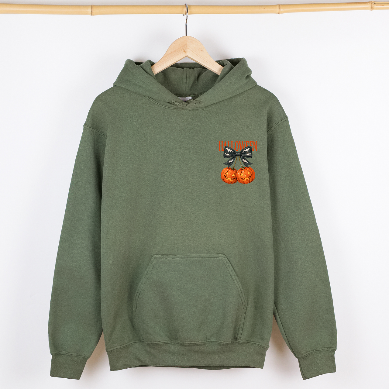 Halloween Jack-o-Lanterns Cherry Coquette Cute Adorable Seasonal Pocket Graphic Hoodie