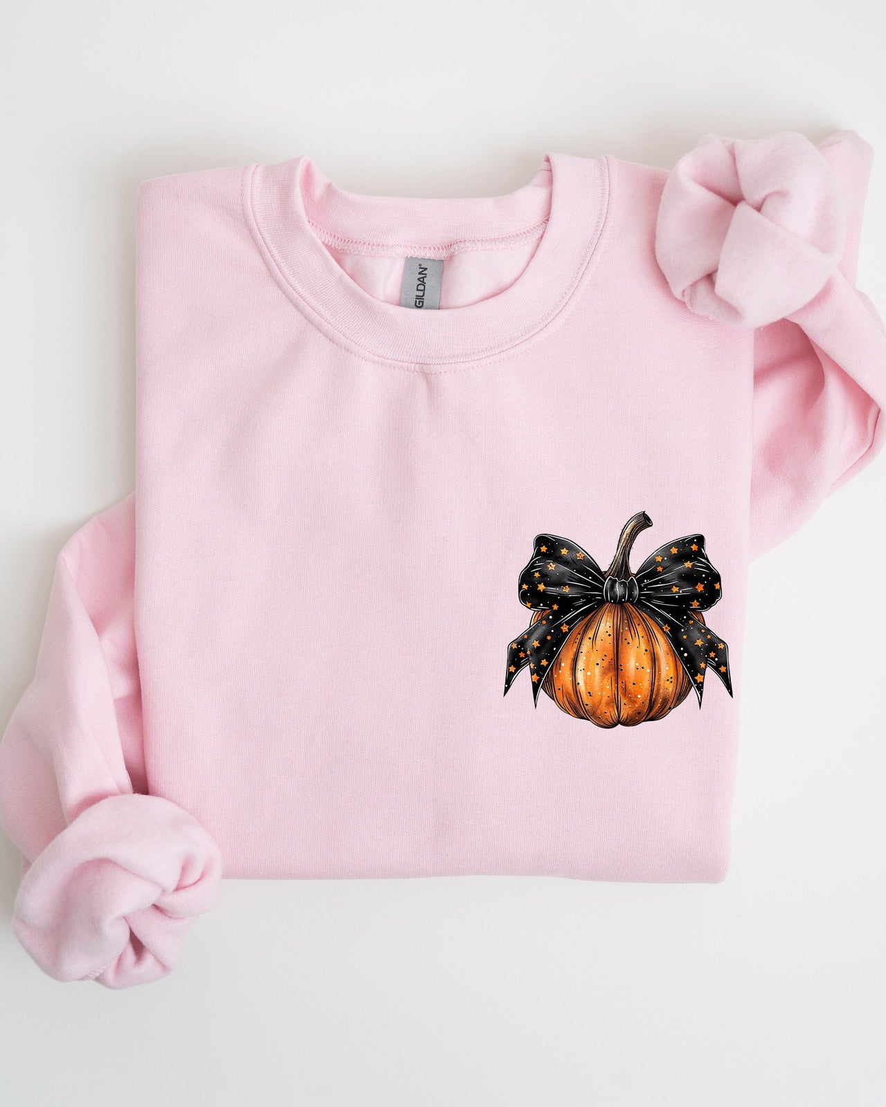 Halloween Pumpkin Ribbon Pocket Print Coquette Fall Autumn Cozy Festive Edition Sweatshirt