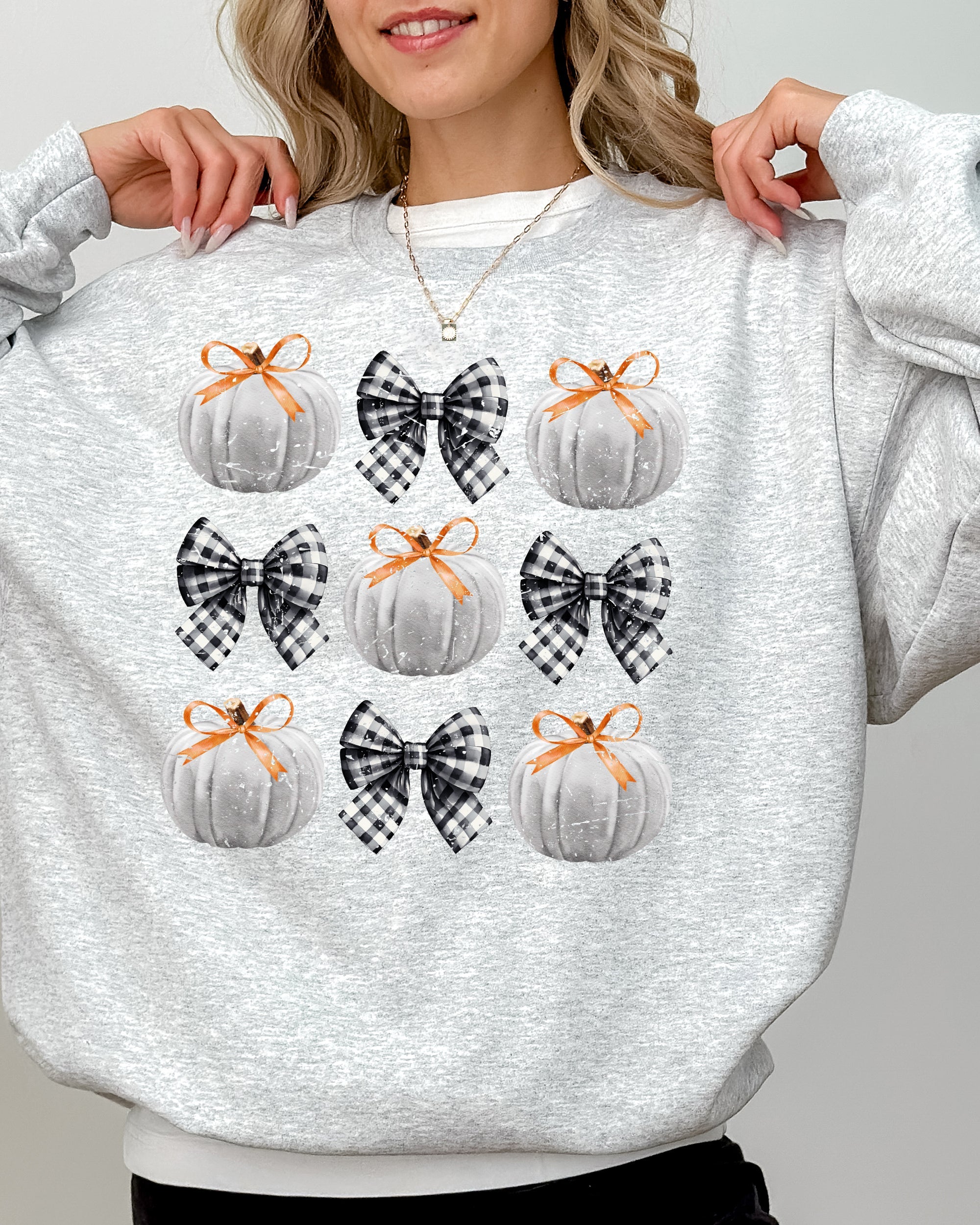 Halloween Ribbons and Pumpkins, Coquette Bows Graphic Sweatshirt