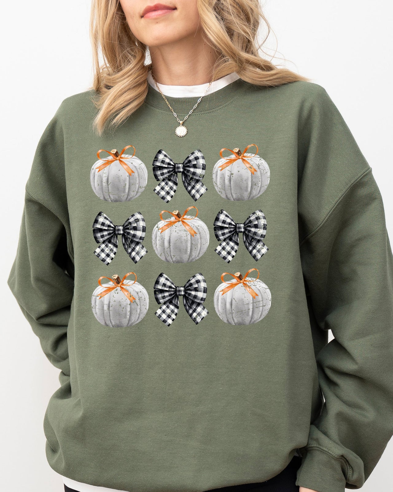 Halloween Ribbons and Pumpkins, Coquette Bows Graphic Sweatshirt
