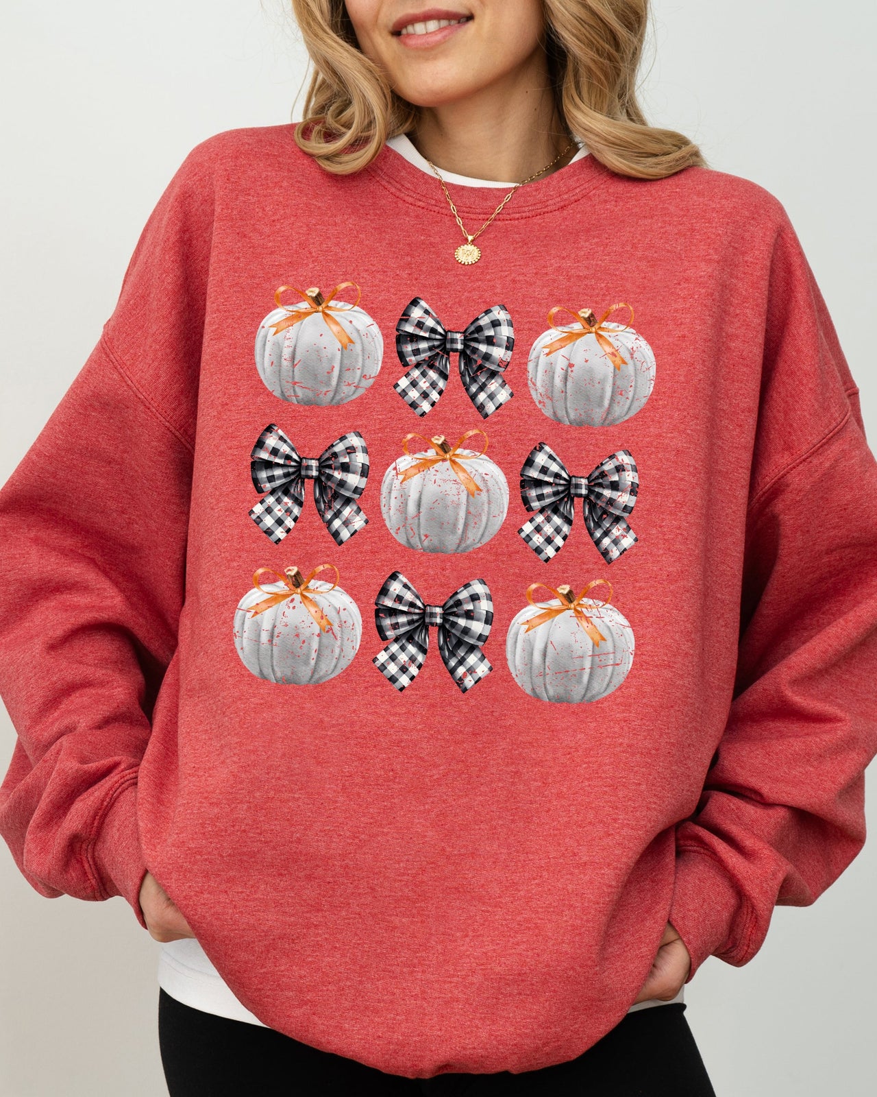 Halloween Ribbons and Pumpkins, Coquette Bows Graphic Sweatshirt