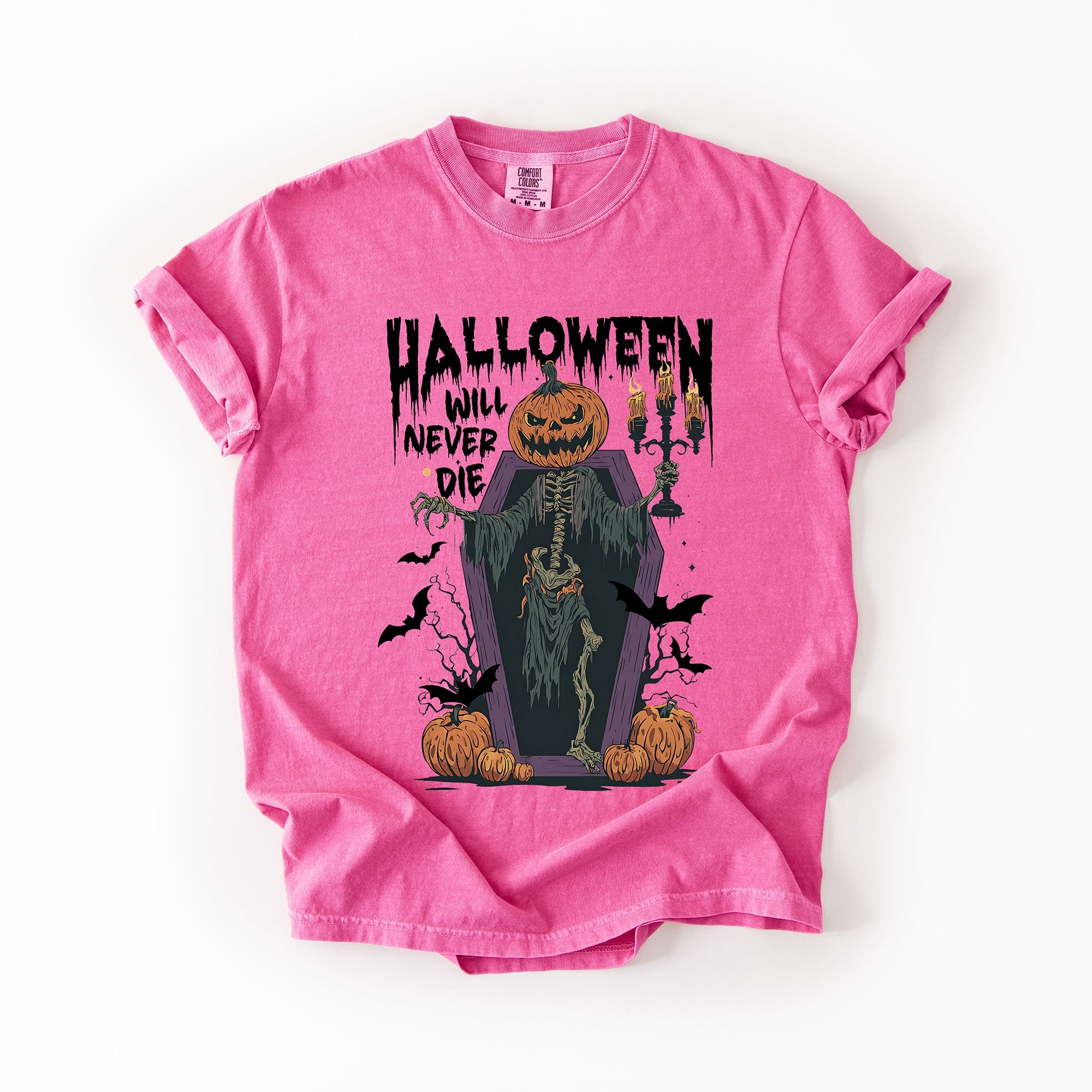 Halloween Will Never Die Spooky Jack-O-Lantern Pumpkin Limited Edition Design Comfort Colors Tee