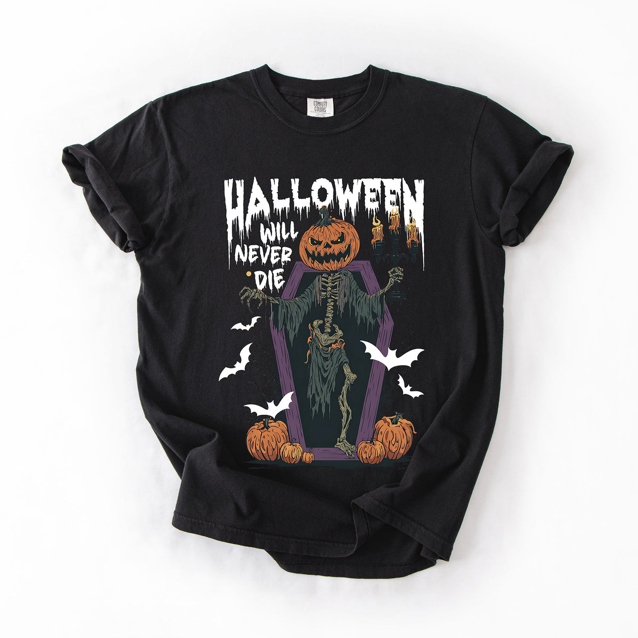 Halloween Will Never Die Spooky Jack-O-Lantern Pumpkin Limited Edition Design Comfort Colors Tee