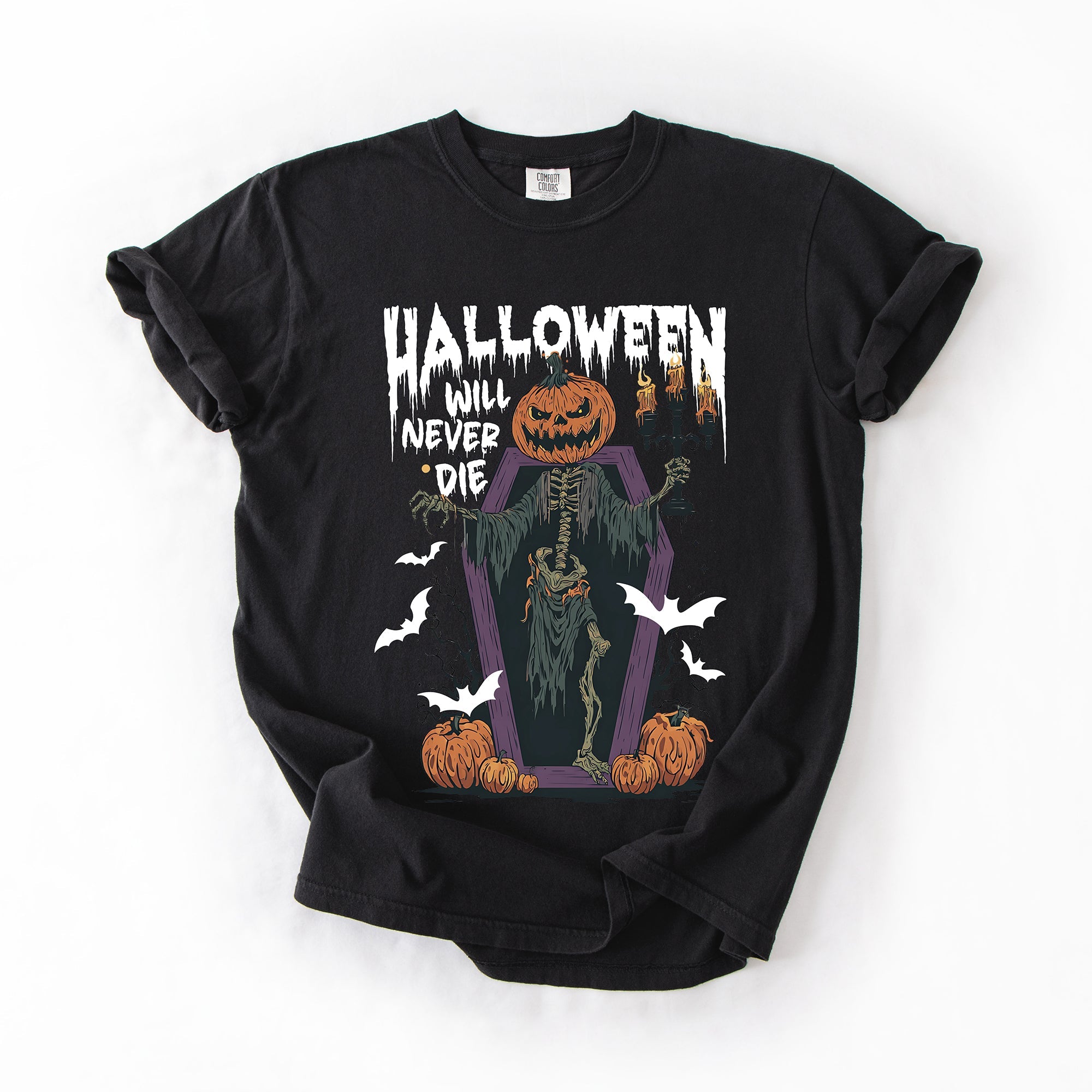 Halloween Will Never Die Spooky Jack-O-Lantern Pumpkin Limited Edition Design Comfort Colors Tee