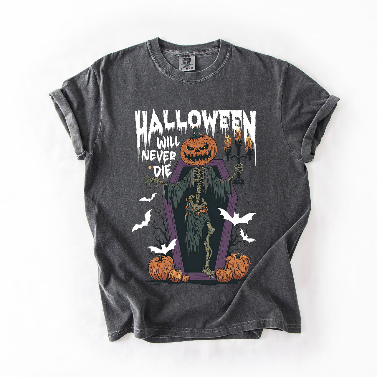 Halloween Will Never Die Spooky Jack-O-Lantern Pumpkin Limited Edition Design Comfort Colors Tee