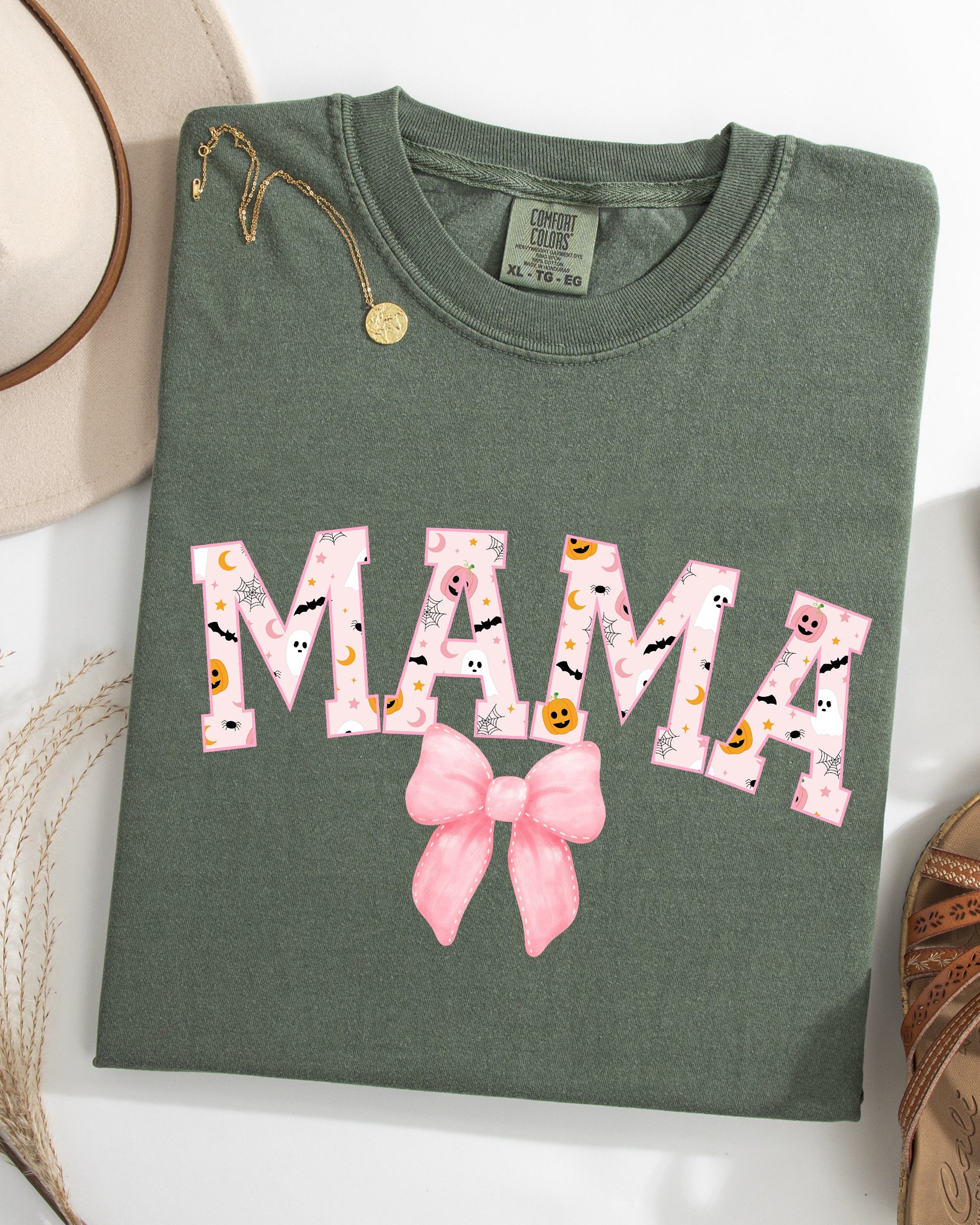 Halloween Mama Coquette Ribbons And Bows Fall Autumn Limited Edition Comfort Colors Tee