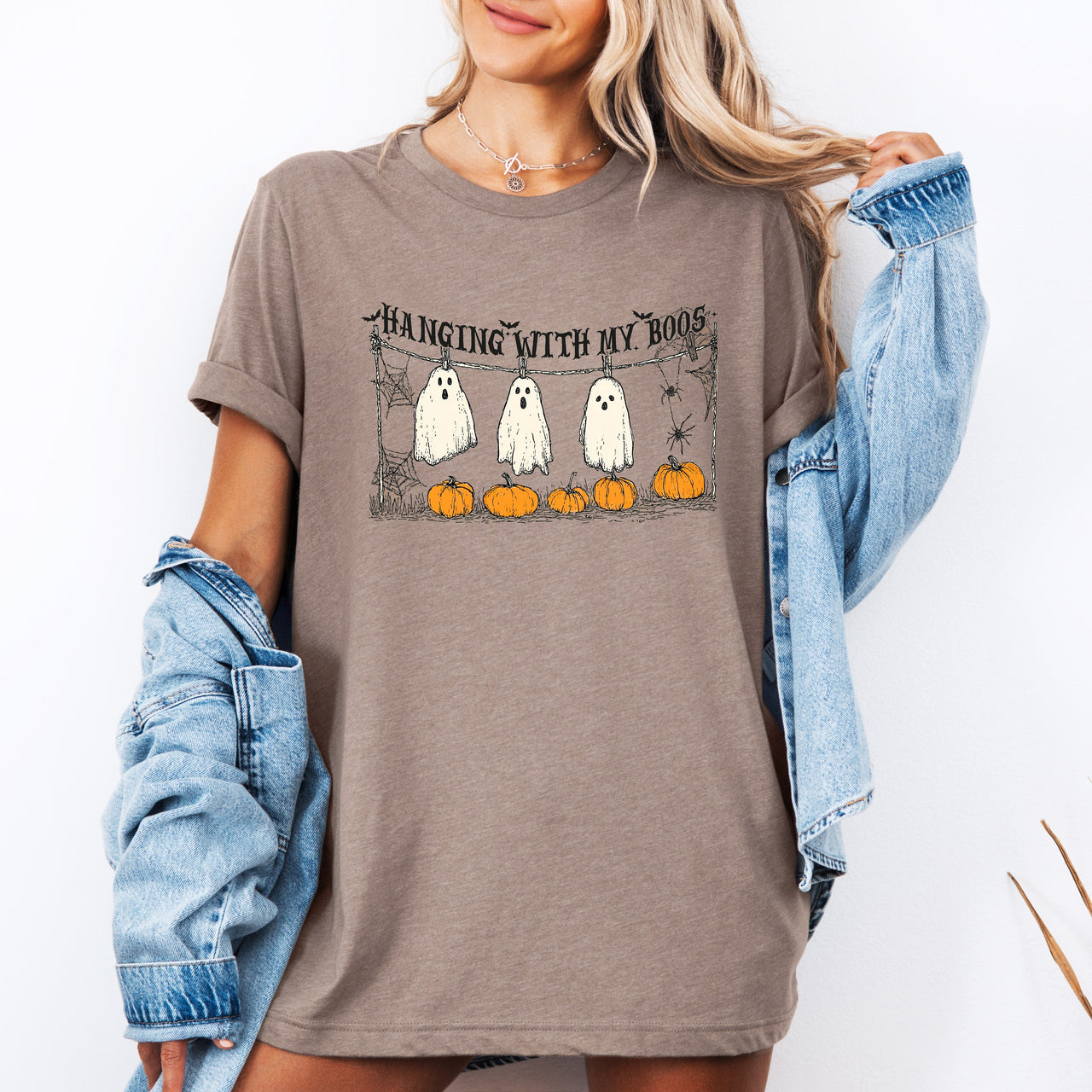 Hanging With My Boos Ghosts Halloween Funny Pumpkins Boo Crew Nightlife Party Graphic Tee