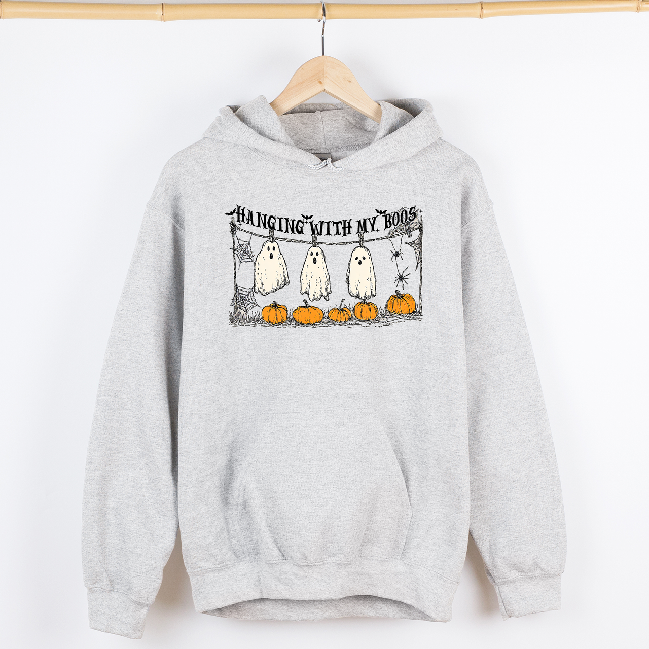 Hanging With My Boos Halloween Ghosts Pumpkins Cozy Night In Vintage Graphic Hoodie