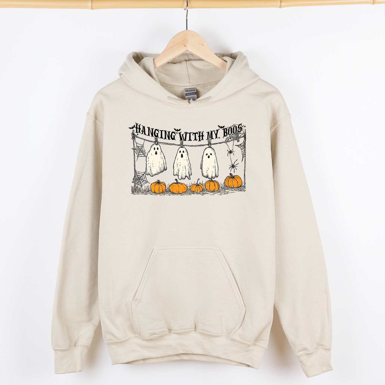 Hanging With My Boos Halloween Ghosts Pumpkins Cozy Night In Vintage Graphic Hoodie