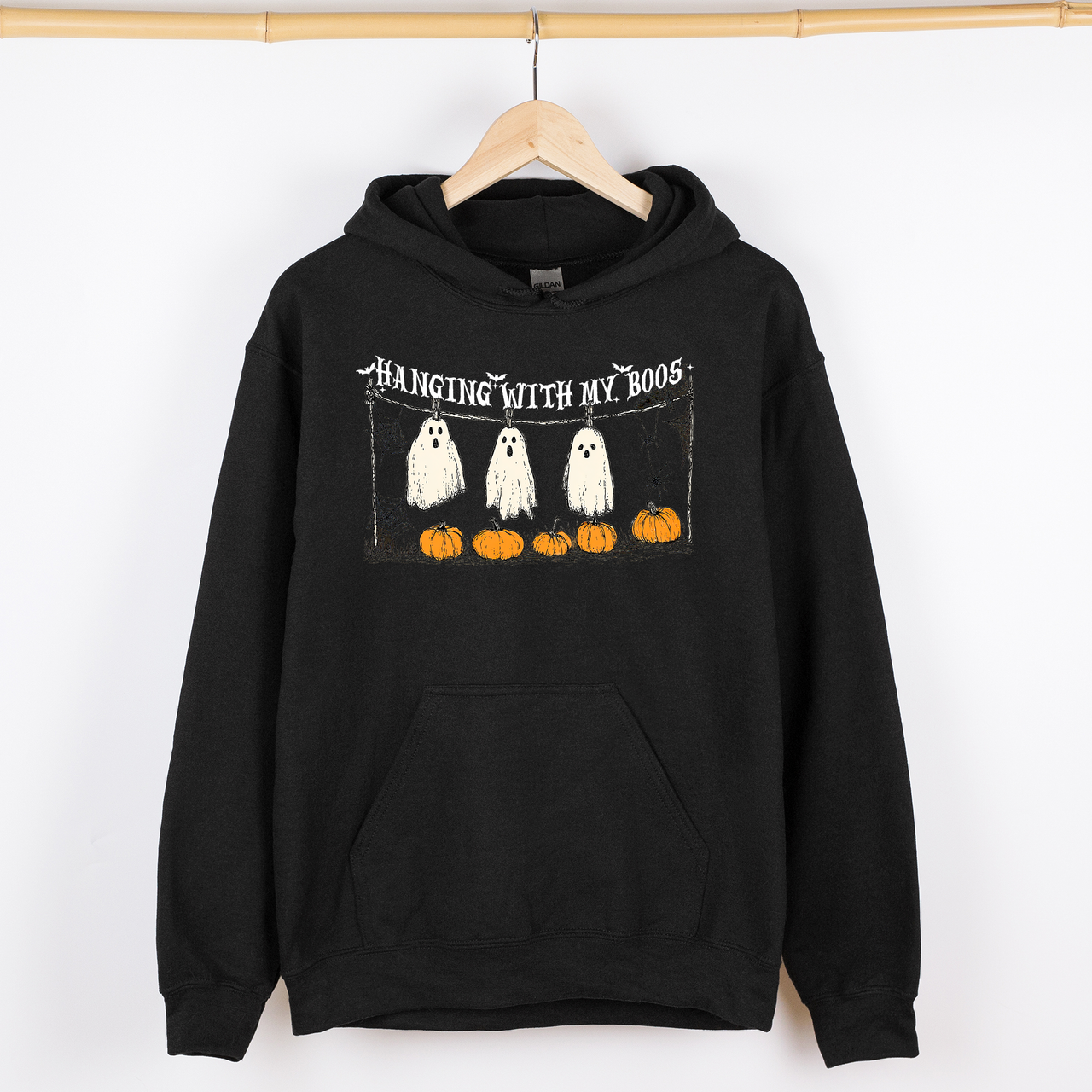 Hanging With My Boos Halloween Ghosts Pumpkins Cozy Night In Vintage Graphic Hoodie
