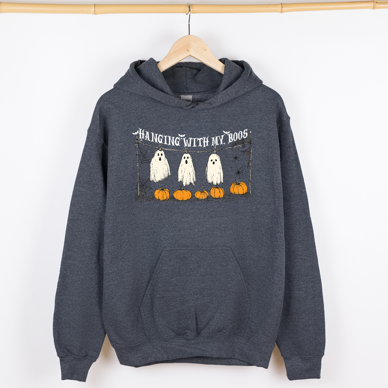 Hanging With My Boos Halloween Ghosts Pumpkins Cozy Night In Vintage Graphic Hoodie
