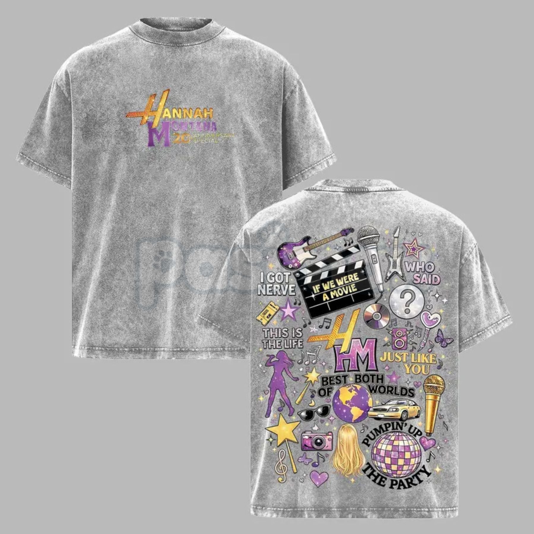 Hannah Montana 20th Anniversary Vintage Washed T-Shirt – Retro Y2K Pop Star Graphic Tee, Lightweight Cotton Disney Nostalgia Top