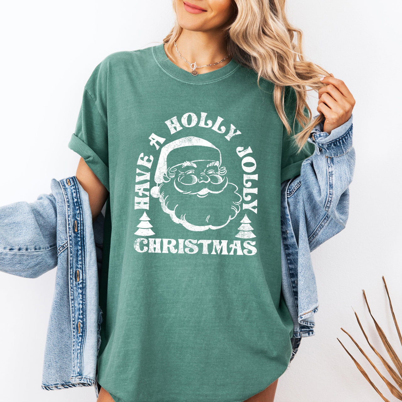 Have A Holly Jolly Christmas Holiday Classic Retro Santa Winter Xmas Comfort Colors Tee