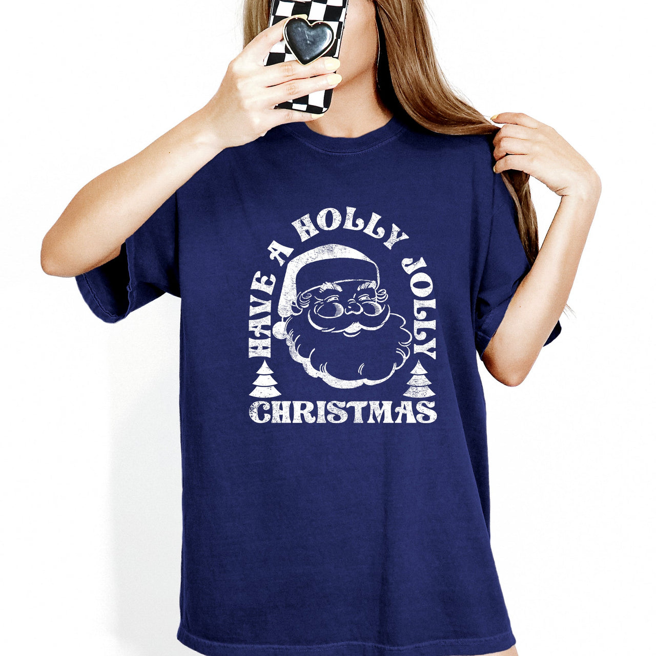Have A Holly Jolly Christmas Holiday Classic Retro Santa Winter Xmas Comfort Colors Tee